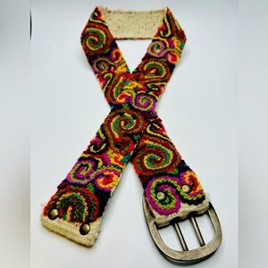 Groovy wool swirling sensations hand woven belt.